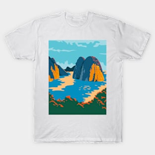 Ha Long Bay or Halong Bay in Quang Ninh Province Vietnam WPA Poster Art Color T-Shirt